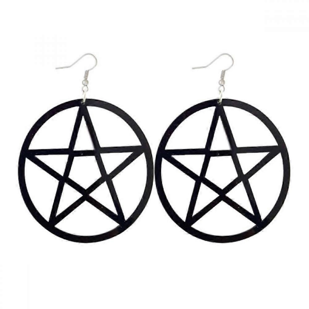Black hollow five-pointed star earrings