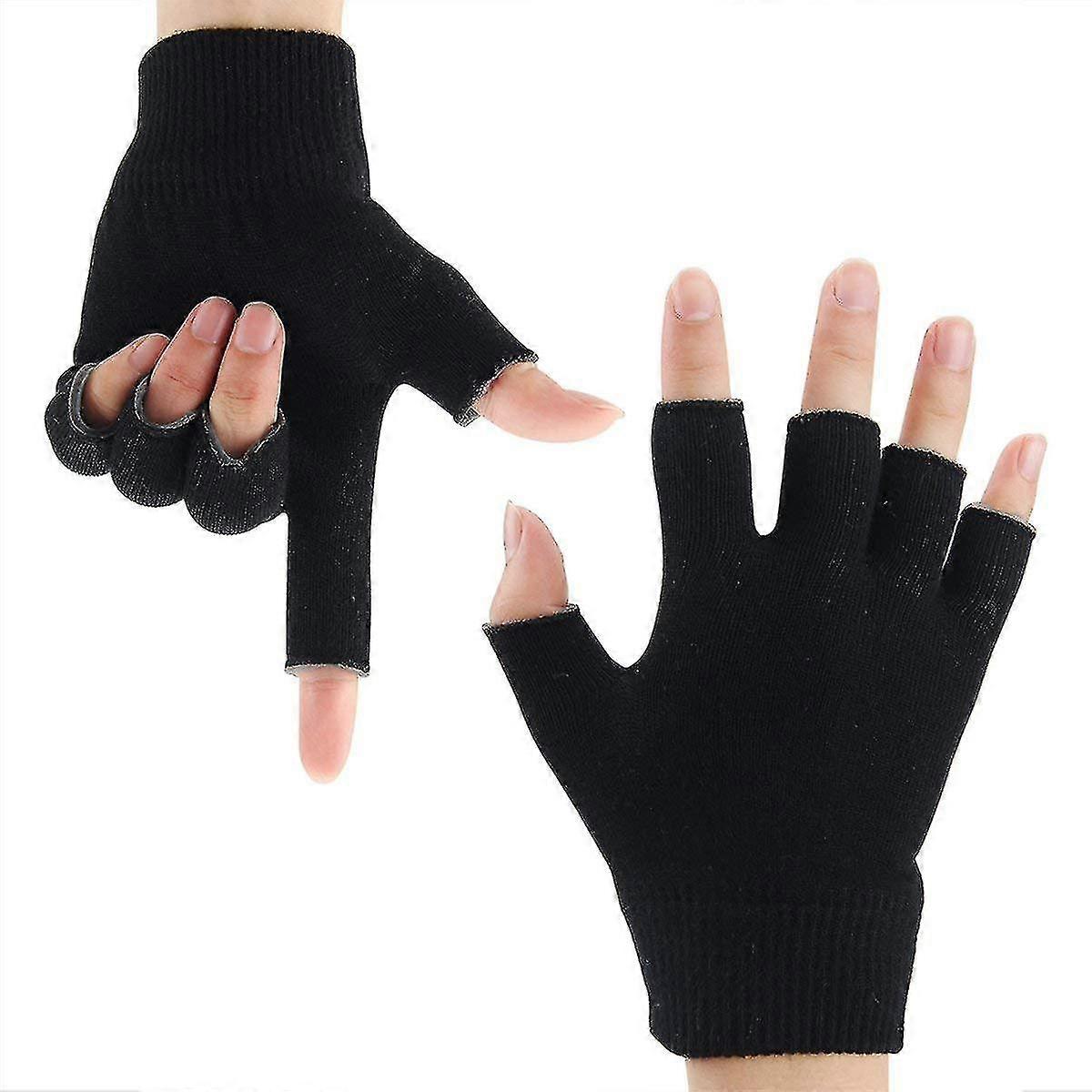 Gel Moisturizing Spa Gloves Fingerless Black