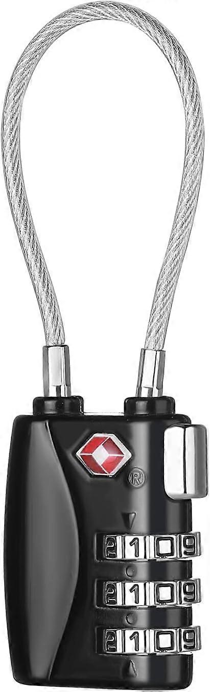 Luggage Padlock, 3 Digit Combination Padlock Codes (Black, 1 Pack)