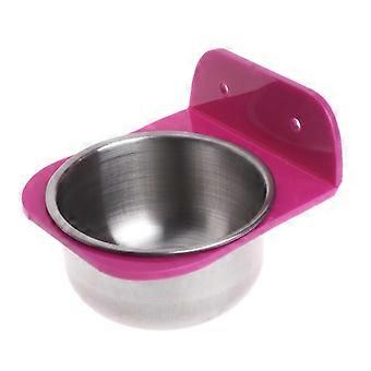 Stainless Steel Food Water Bowl Bird Feeder Coop Dog Parrot Pet Crates Cage