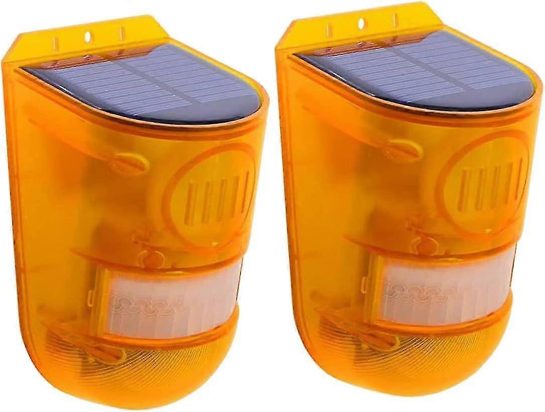 Solalarm - 129 db - Kraftig alarm - Energibesparende sollys - IP65 - Vandtæt - Bevægelsessensor - Blinkende udendørs lys - Lukker - 2