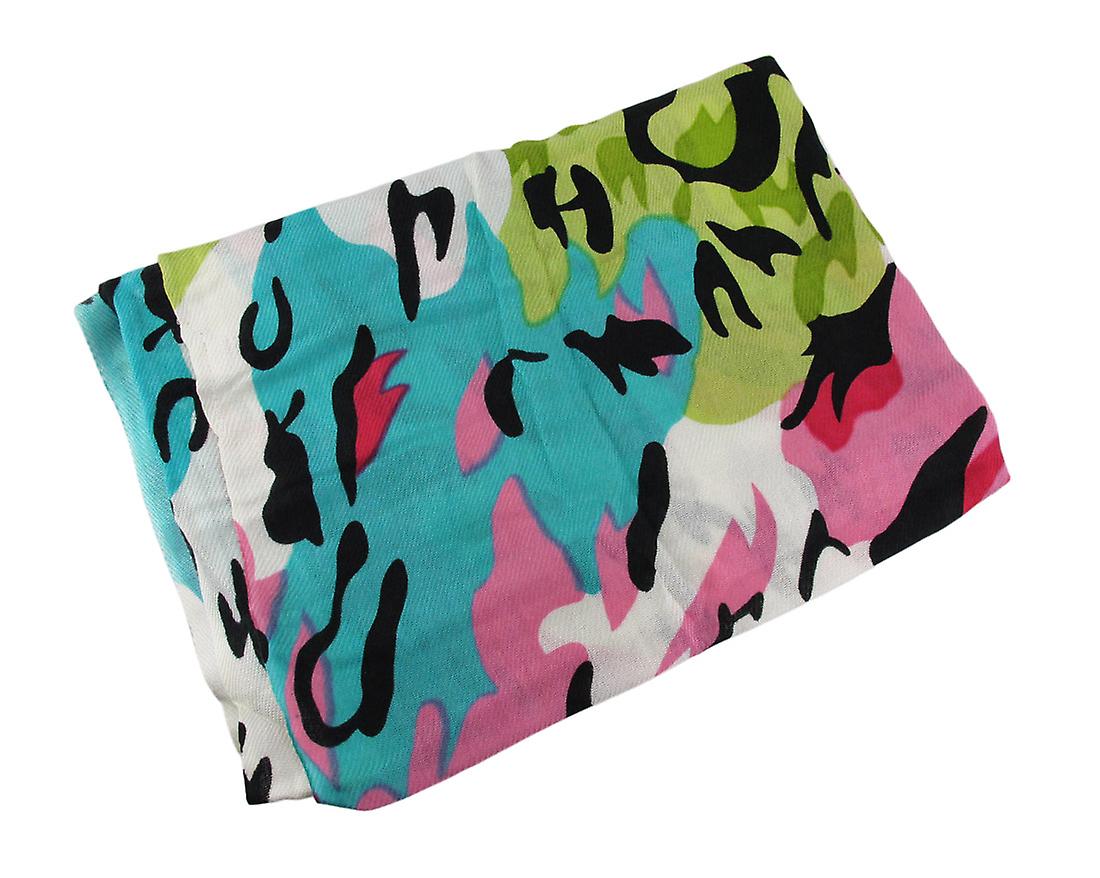 Splashes of Spring Colors Acrylic Leopard Print Neck / Face Scarf 70 in. X 26 in.