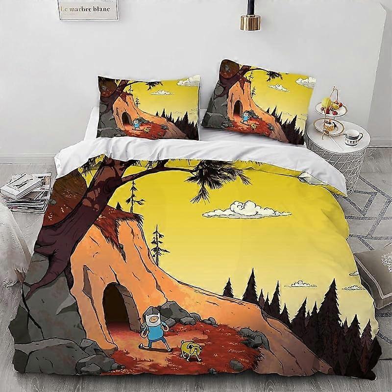 SQ644 Adventure Finn Bedding Set - Comfortable and Lightweight 3-Piece Cartoon Bedding Set (Available in Multiple Sizes) HZ644