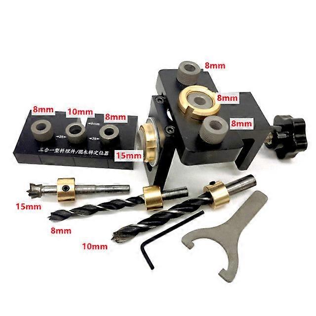 Upgraded 3 In 1 Doweling Jig Woodworking Adjustable 3-10mm Pocket Hole Jig,alloy Drilling Guide Locator For Fast Splicing Board