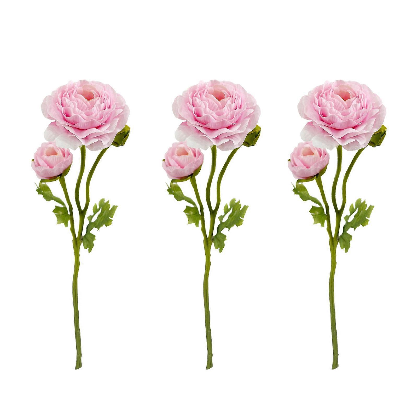 Decorative Pink Tea Rose, Ranunculus, Peony, Succulent - 3 Stem Set