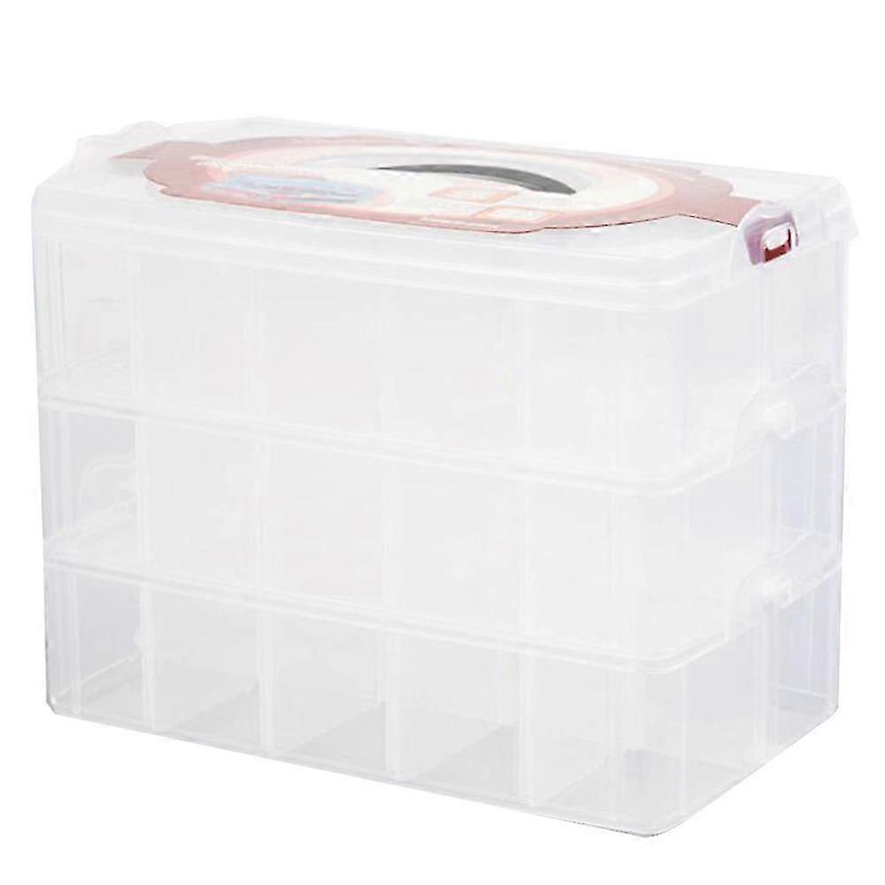 Clear 3 Layers 30 Grids Washi Tape Storage Box Transparent Tool Set Box Accessories Handcarry Stati