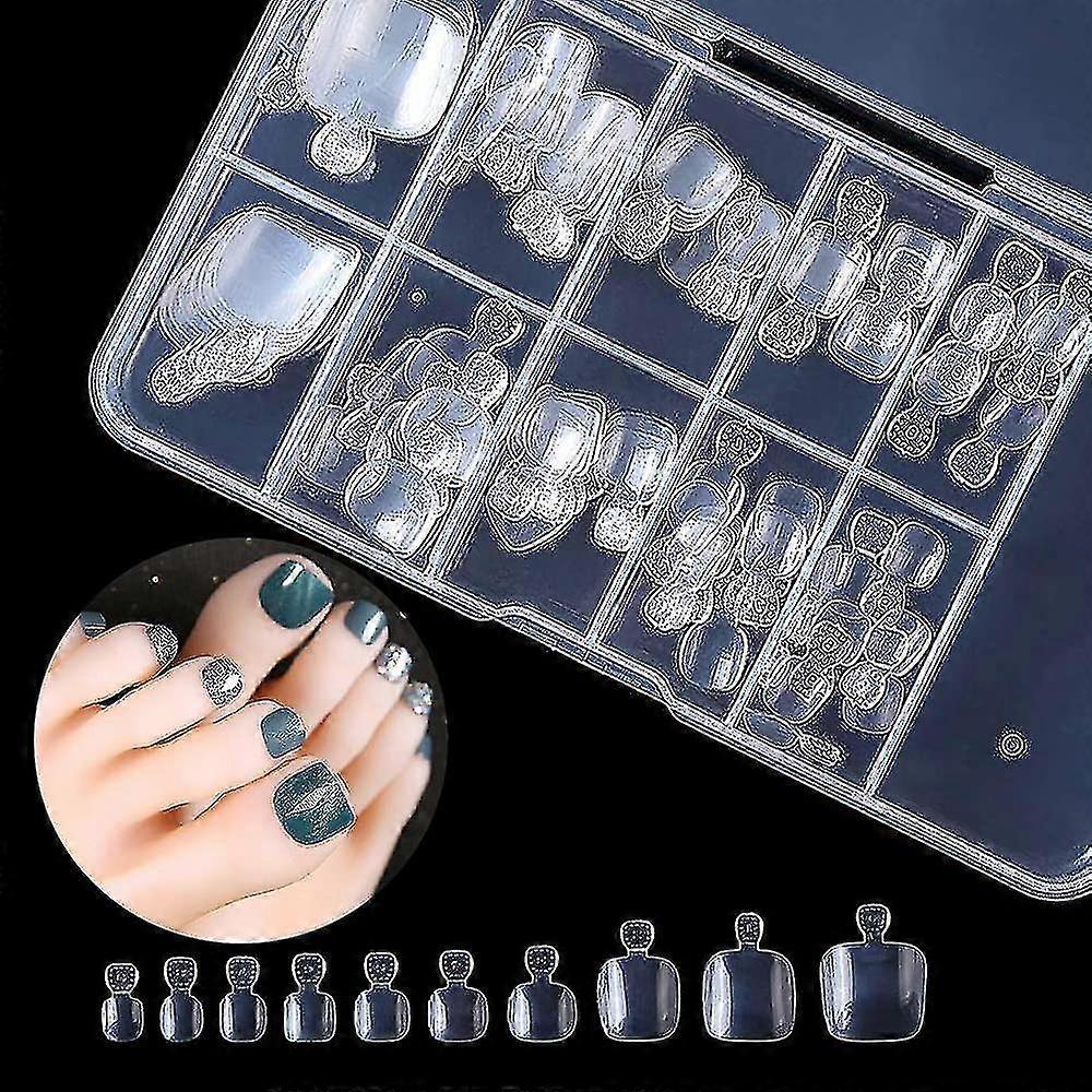 100 Pcs False Toenails Tip With Box, Acrylic Artificial Toenails