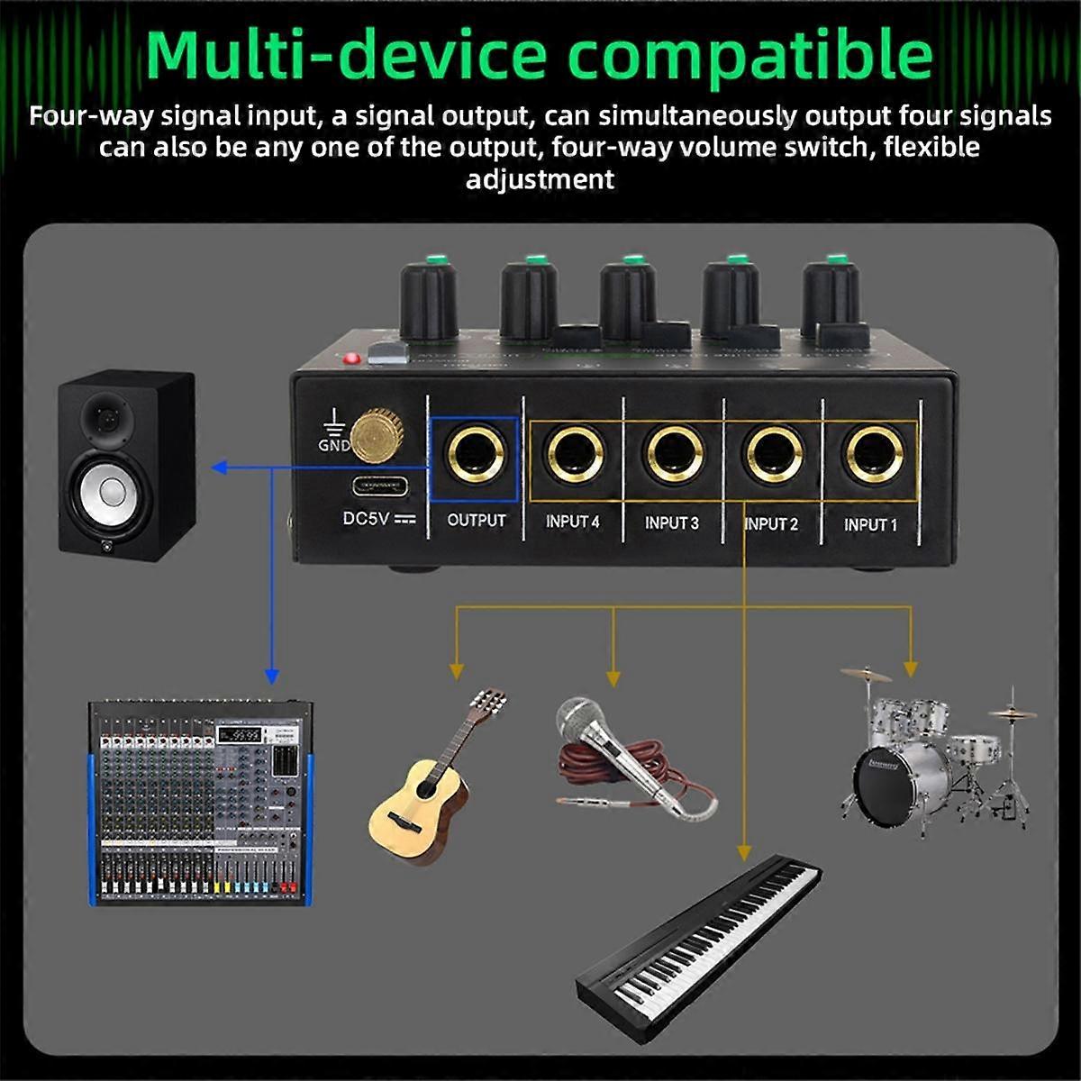Mix400Pro 4Channel Professional Sound Mixer with RGBLight Mini Audio Mixer Line Mixer Small Audio M