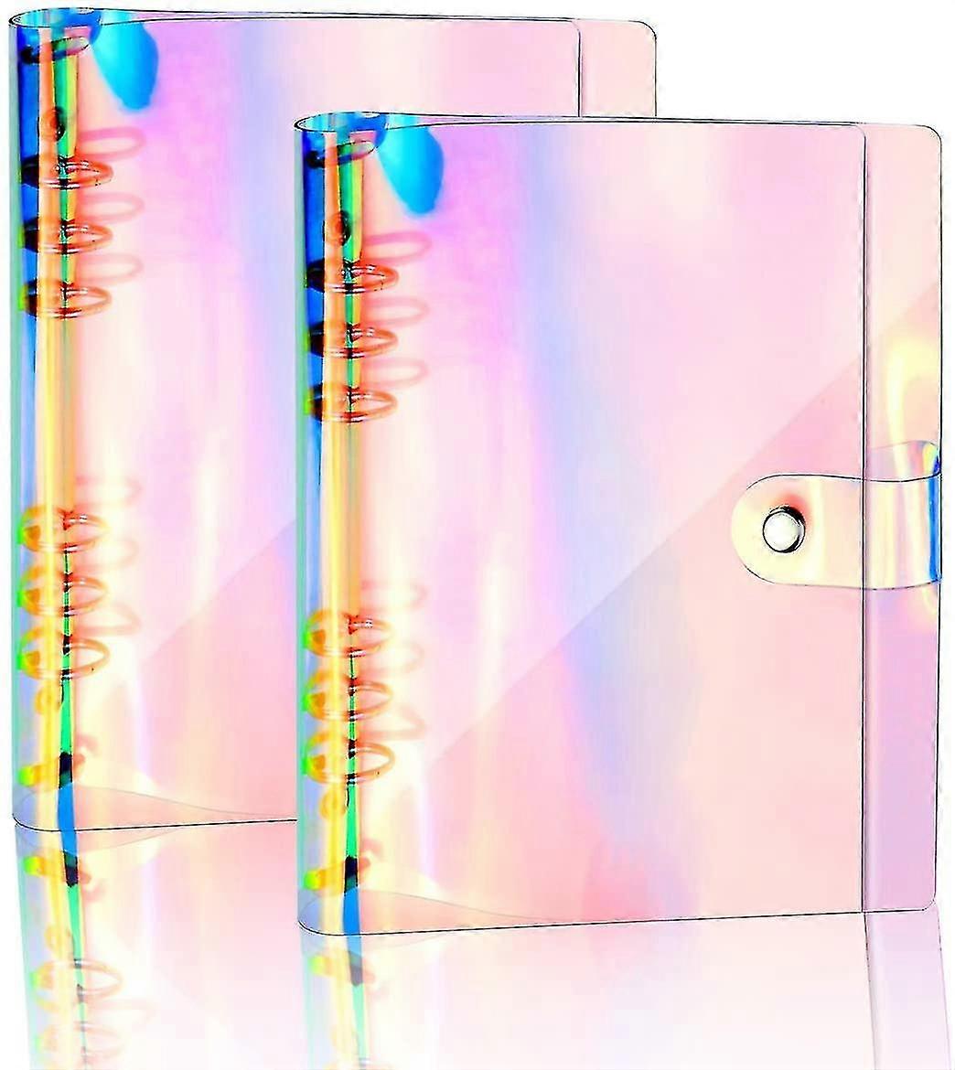2 Pack A5 Binder Cover, Clear 6 Ring Binder Journal Binder Rainbow Binder