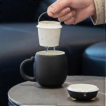 Tasse à Thé Avec Infuseur Et Couvercle - Céramique - Reste Chaud Longtemps Bleu Vert 400 Ml