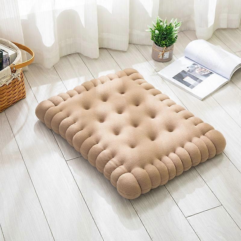 light coffee Cute Rectangle Cushion Mock Cookie Cushion for Seat, Floor, Bar, Playroom
