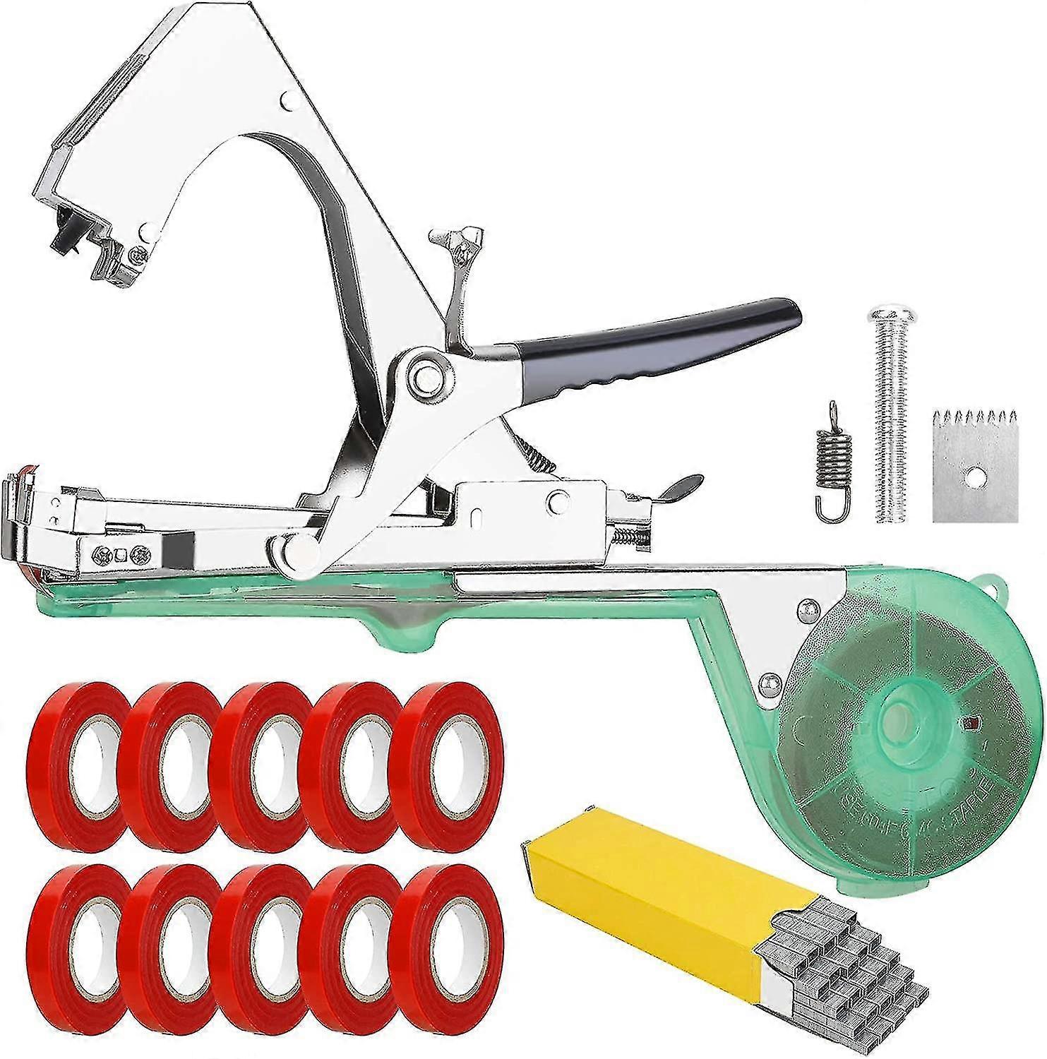 أداة تجليد النبات ، أداة شريط آلة تجليد النبات مع 10 لفات من الشريط و 10000 دبابيس ، آلة تجليد يدوية لتسلق النباتات والطماطم وغرام