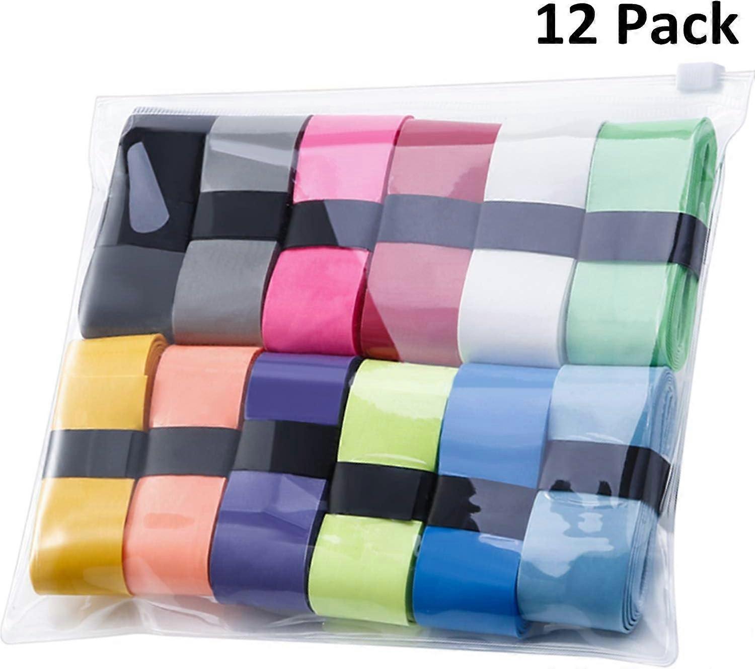 Tennis Badminton Racket Overgrips - Anti-Slip and Absorbent Grip - Random Color - 12 Pieces - High Reorder Rate