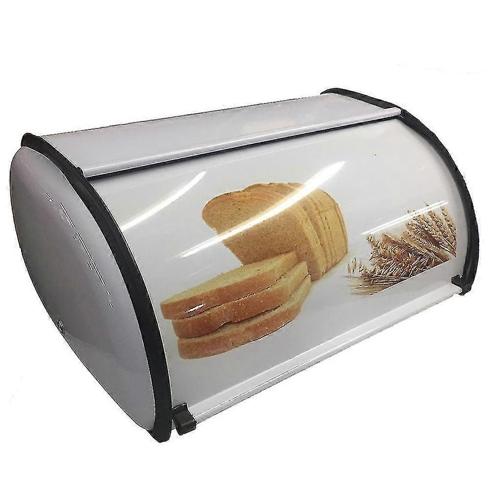 Small Drum Type Bread Box  Anti-Fingerprint Technology Stainless Steel Bread Storage Box Kitchen