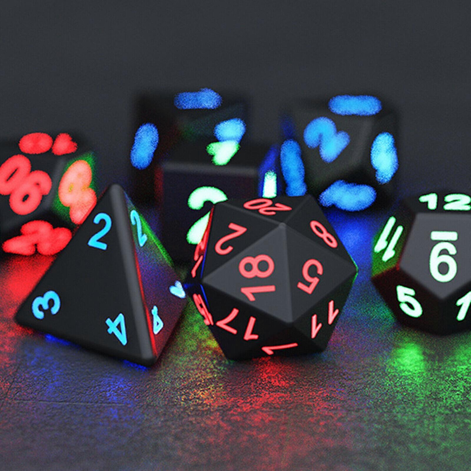Adult Shimmering Blood 7 Dice Set RPG Polyhedral DND Light Up Dice With Charging Box