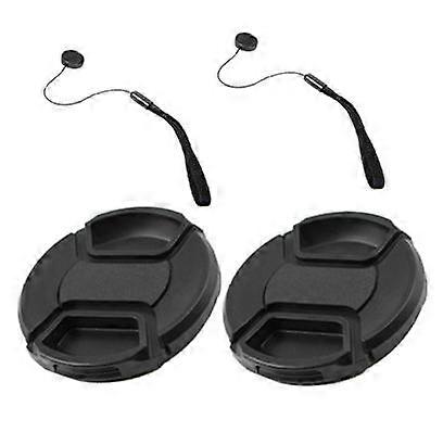 2 Pack 49mm Front Lens Cap Cover with lens cap keeper