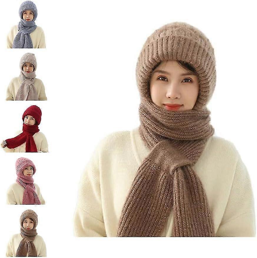 Sciarpa con berretto antivento per protezione dell'orecchio integrata, 2 in 1 sciarpa per cappello a maglia calda invernale, sciarpa per cappello beanie ispessimento