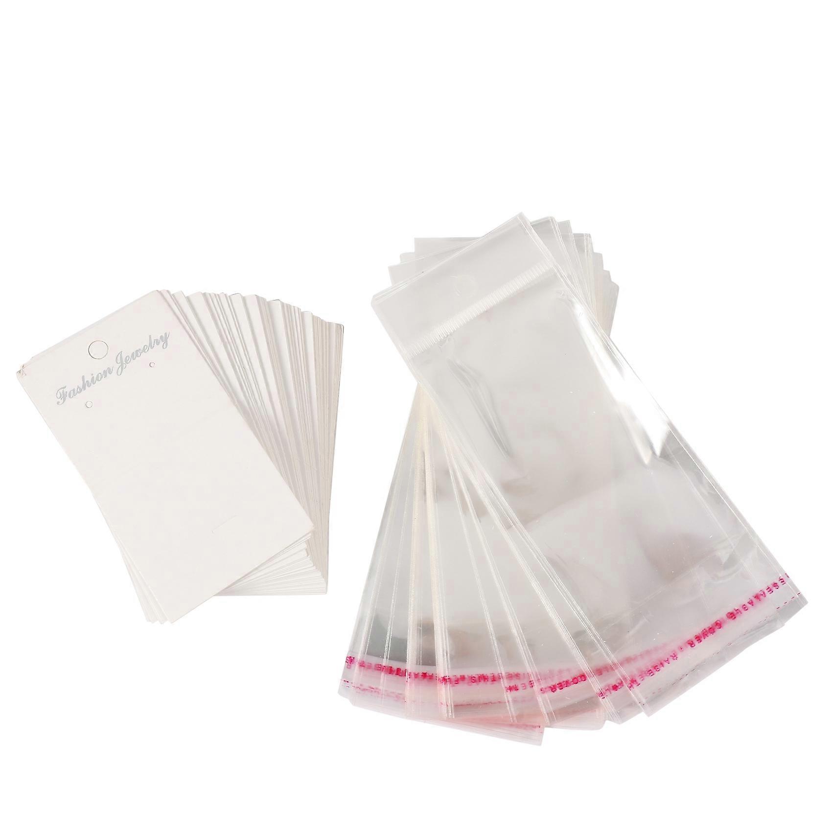 Sieraden 100 x Witte Effen Oorbel Display Kaarten & Zelfklevende Zakjes