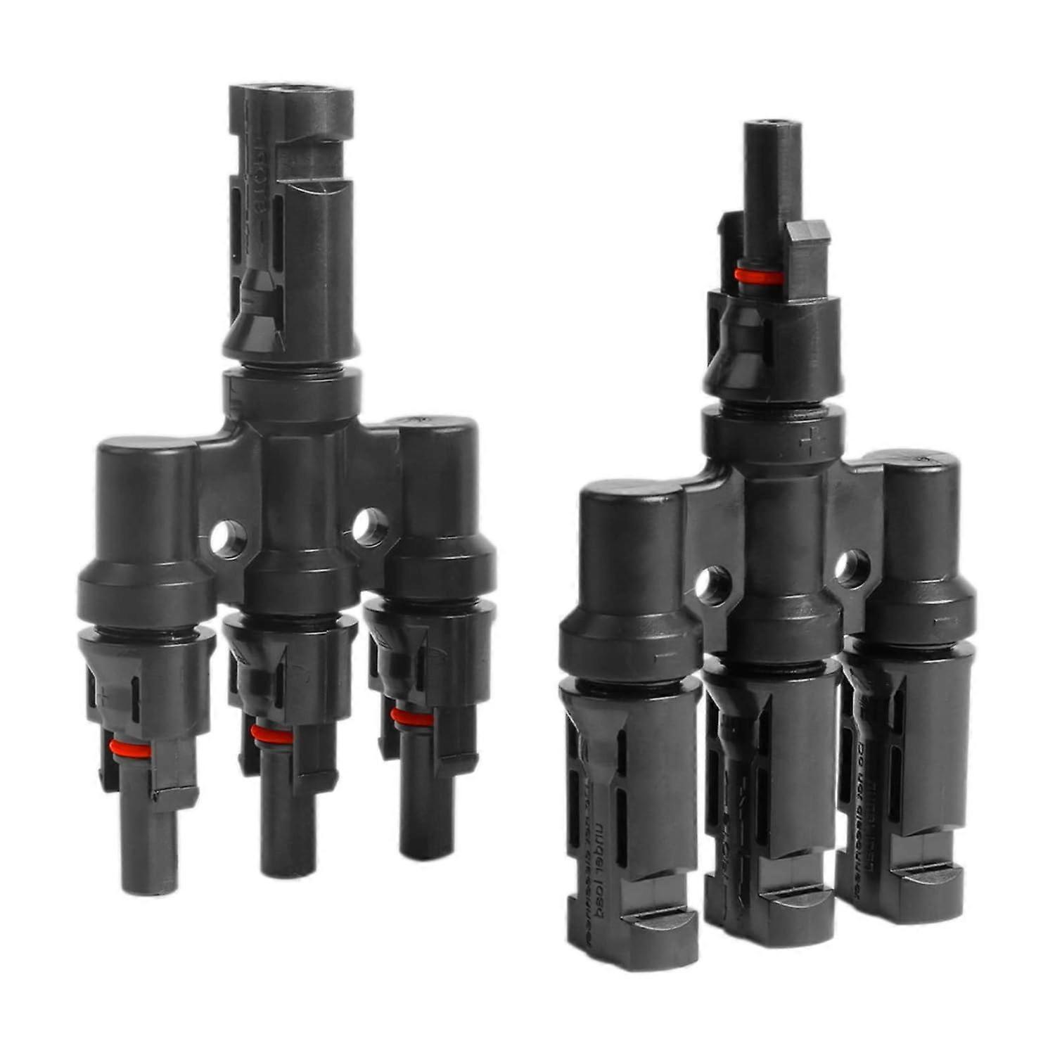 1 Pair PV Branch Connectors T Type Photovoltaic Solar Panel Connector 3 Branch Solar Panel Cable Connector