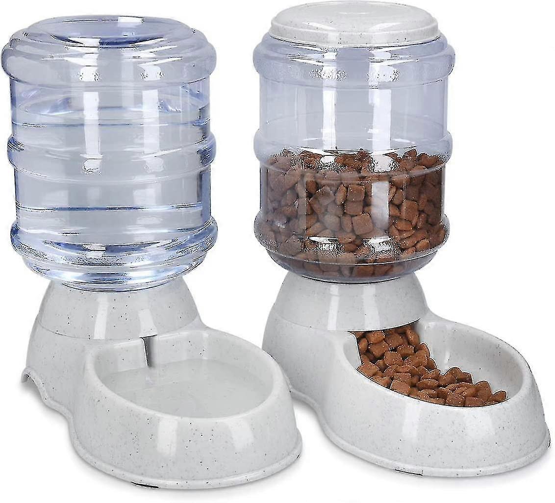 2x Food And Water Dispenser - Accessory For Cat And Dog - 2x Automatic Food Bowl - For Cat Dog Rabbit - Capacity 3.8l
