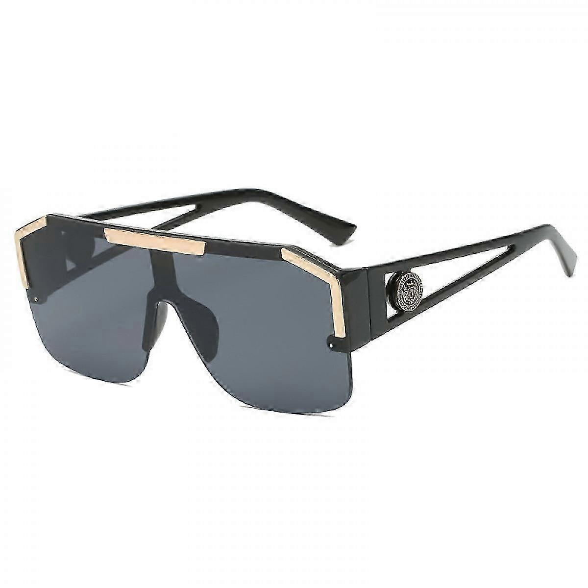 Square Flat Top Shield Sunglasses One Piece Frameless Stylish Women Men