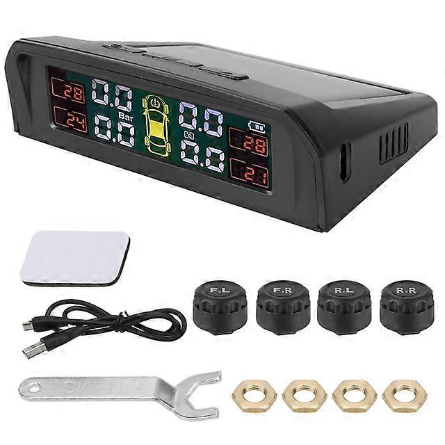 HD Digital LCD Display USB or Solar Charging Auto Alarm tool TPMS Car Tire Pressure Alarm Monitor System