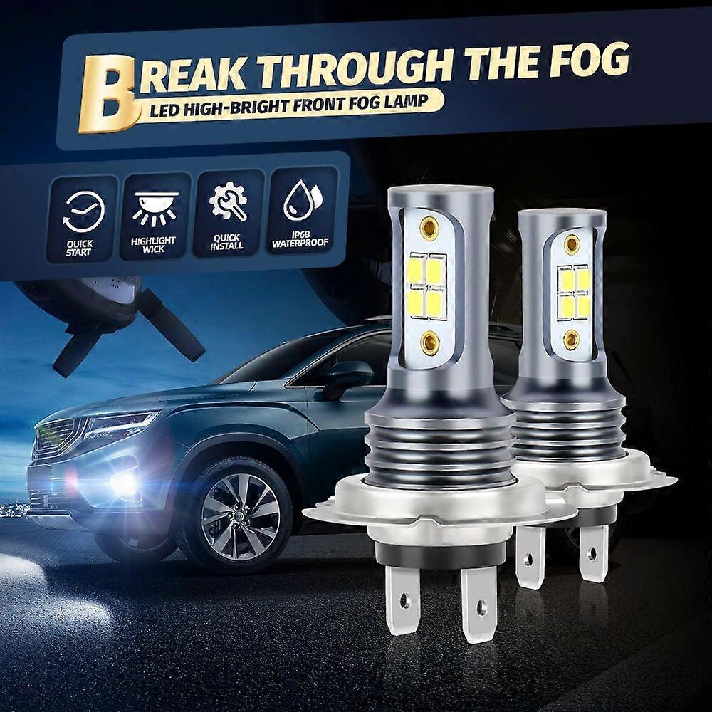 2pcs H7 LED Bulbs Headlight 16W 6000K 1000 Lumens Extremely Bright Kit Replacement Low Fog Light 9005 9006 H8 H11