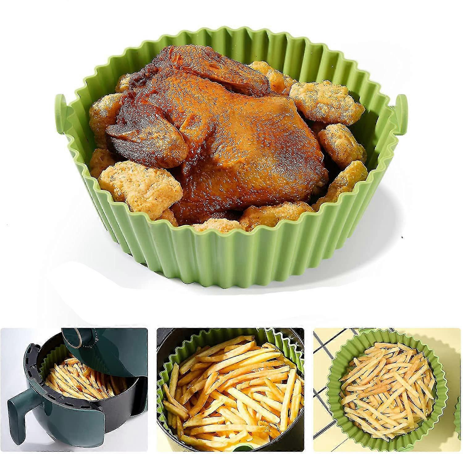 2pcs Reusable Air Fryer Baking Tray Liners Grill Pan Accessories Air Fryer Silicone Pot Non-stick Silicone Pad Liner