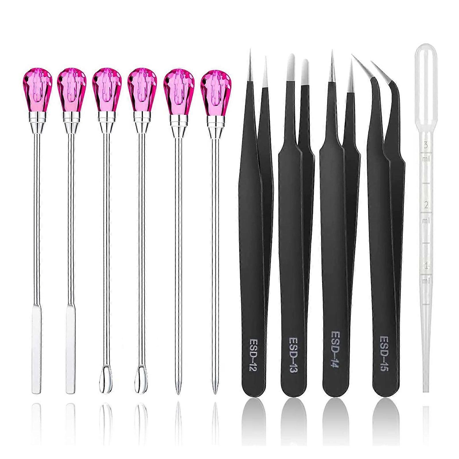 11Pcs Stirring Needle Spoon ESD Tweezer Precision Set Silicone Mold Tools Set