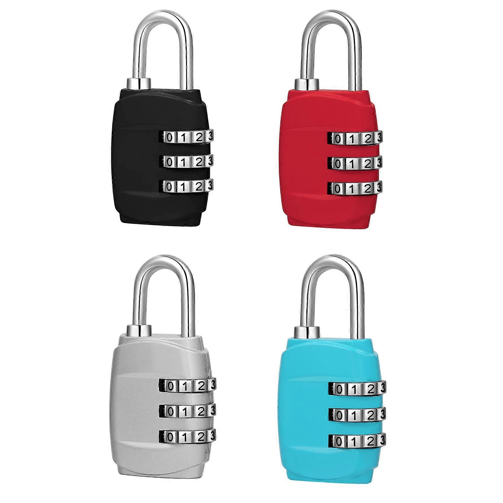 4pcs Combination Locks,3 Security Combination Padlock Waterproof Code Padlock