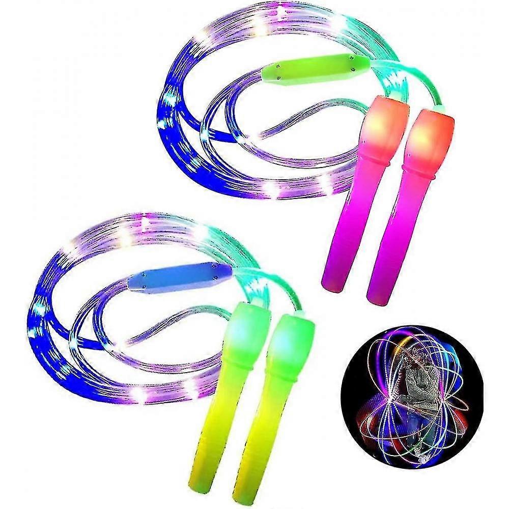 Set Of 2 Led Jump Ropes, Adjustable Length And Three Light Modes Skipping Rope For Kids, Light Show, Fitness VZG