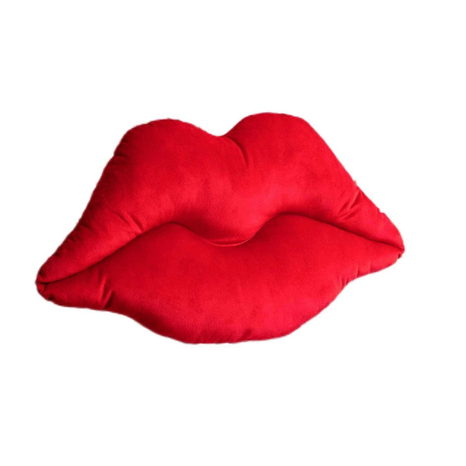 Ashler 3D Lips Throw Pillows Smooth Soft Velvet Insert Included Cushion For Couch Bed Living Room, New Red, 20 X 11 InchesNEW2
