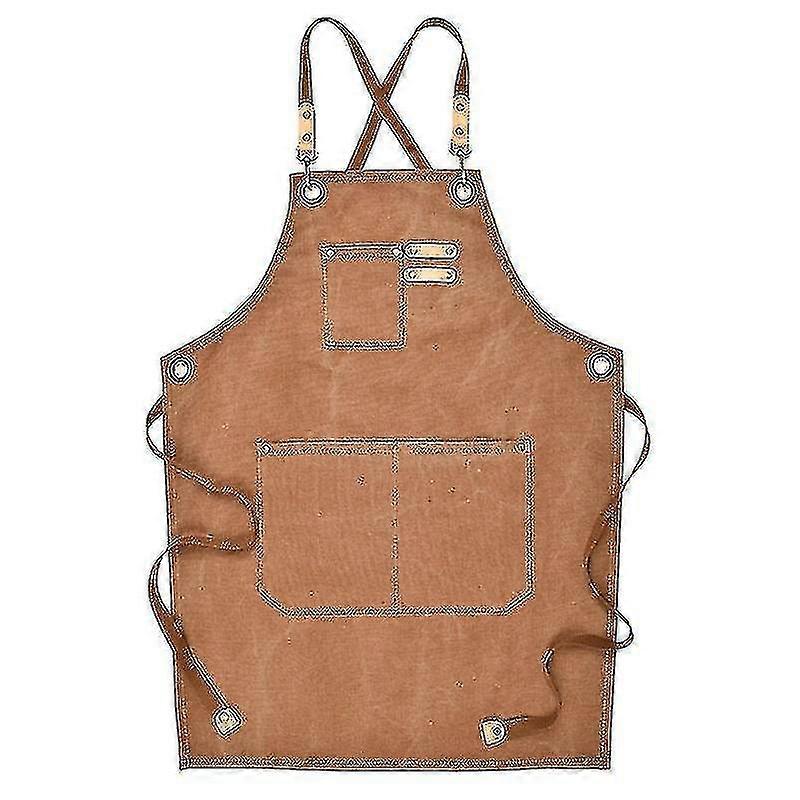 Barber Beauty Salon Canvas Work Apron - Adjustable Strap, Multi Pockets