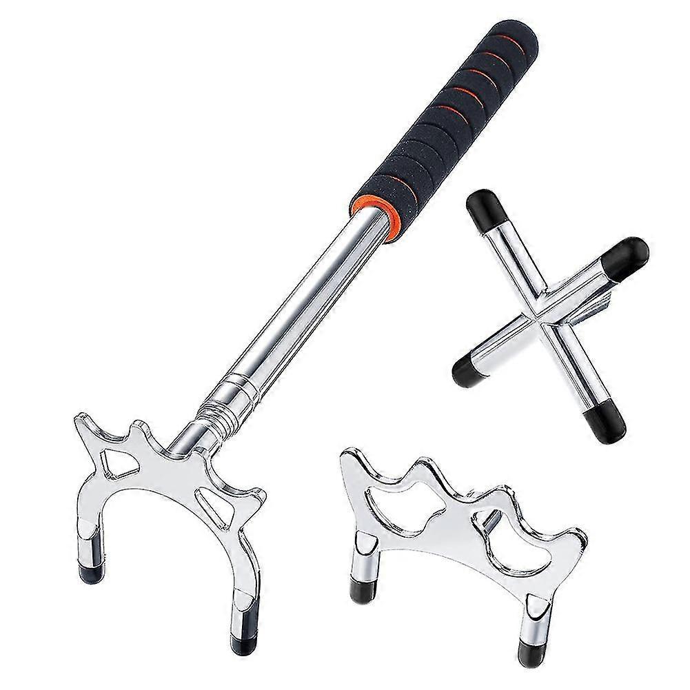 Retractable Billiard Cue Stick Bridge with 3Pcs Removable Brass Bridge Head Billiard Table Pool Cue Accessories,Silver