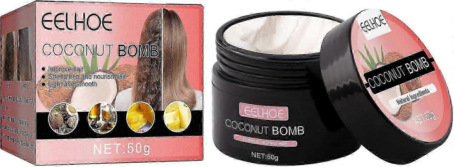 2024 -EELHOE Coconut Bomb Mască de păr hrănitoare, pentru balsam profund neted de mătase Tratament uscat deteriorat Mască naturală de păr cu ulei de cocos, pentru un
