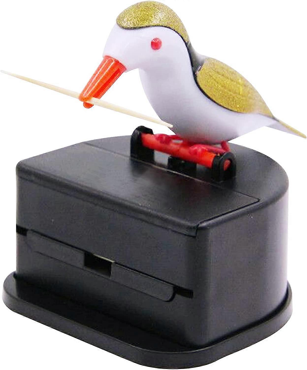 Little bird toothpick dispenser, creative push-type toothpick bird dispenser, toothpick holder. (gold)