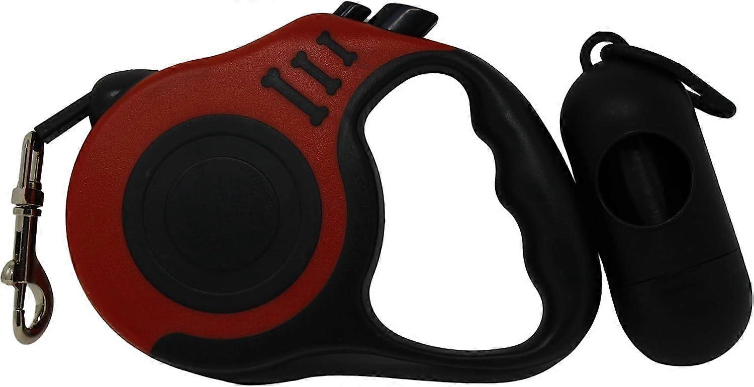 Pet walking essentials - Anti slip handle, sturdy nylon strap with 1 button to lock and release - small and medium-sized dogs, cats -16 feet Red