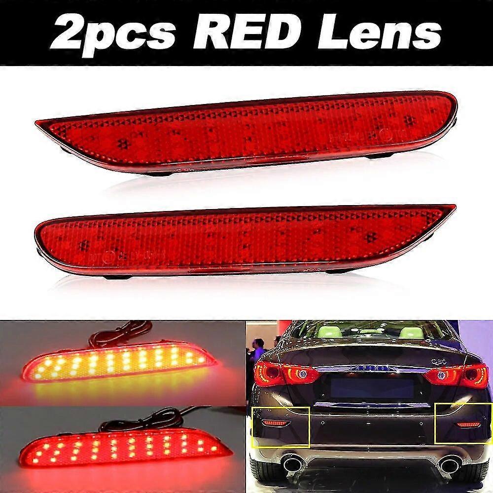 2pcs Led Bumper Reflector Lights For Infiniti Q50 Qx56 Qx60 Qx80 Nissan Pathfinder Rogue Function As Tail, Brake & Rear Fog Lamp