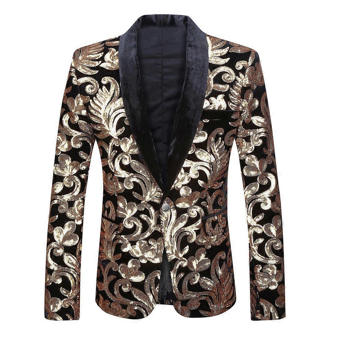 Men's sequined trim coat party suit