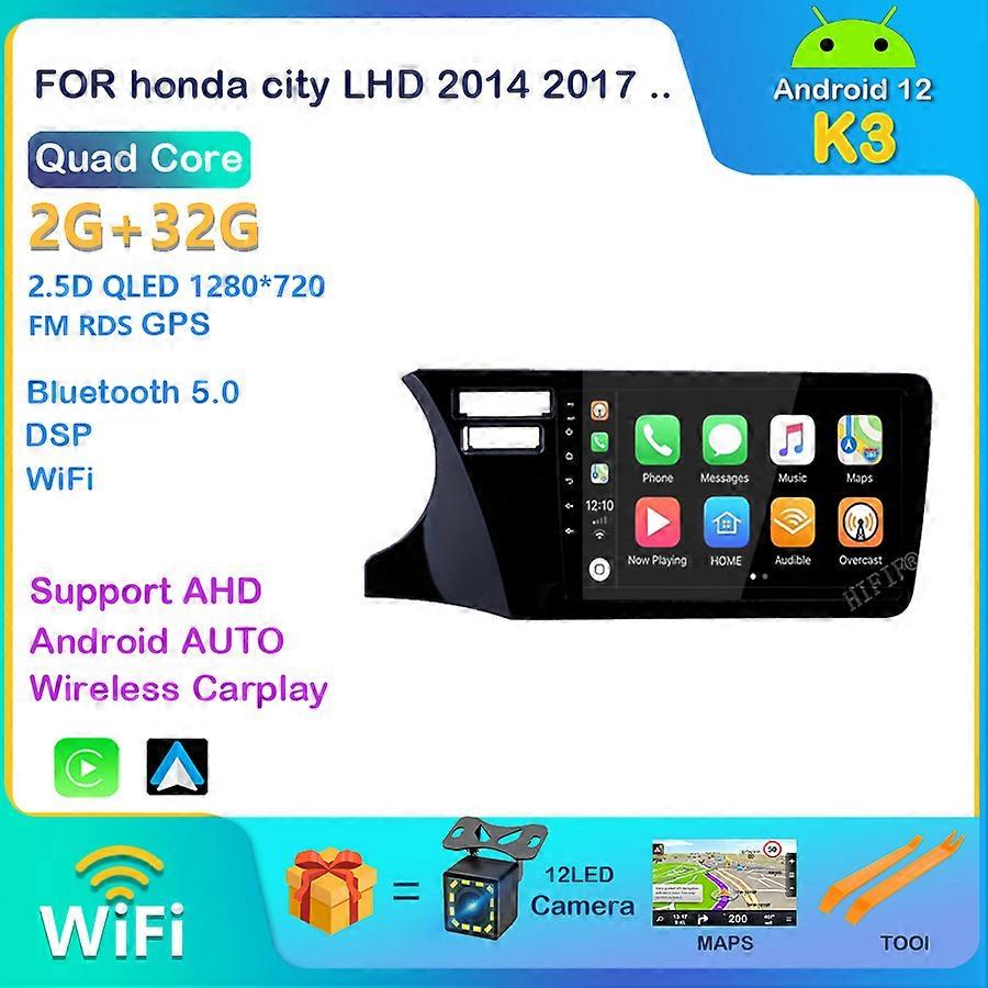 9" Android 12 RAM 2G Car Gps Dvd Player For Honda City LHD 2014 2017 Car Radio Multimedia Navigation Stereo Head Unit Dsp