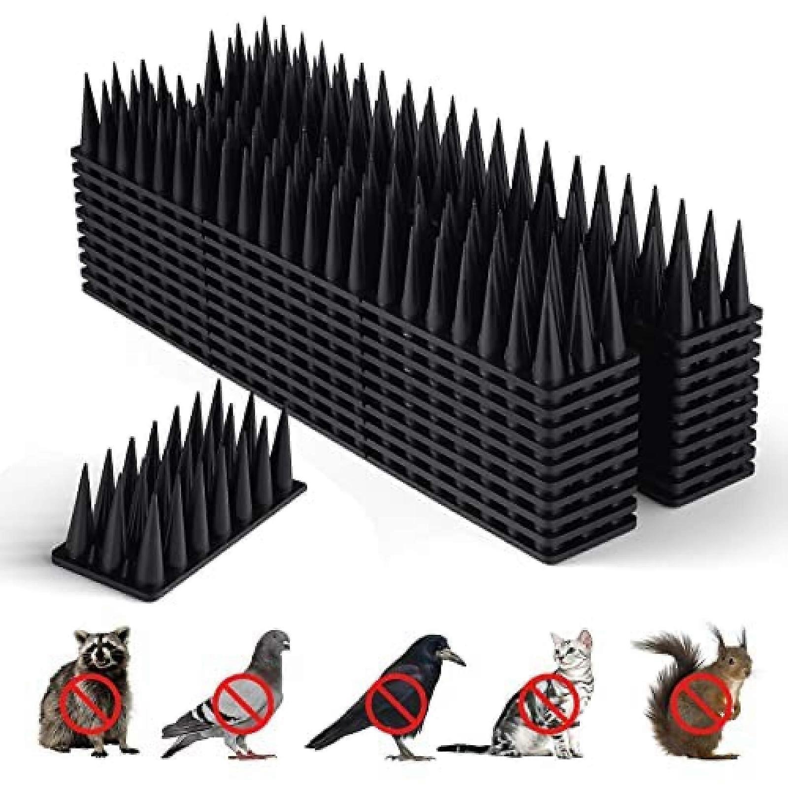 20 Pack Bird Repellent Thorns for Robins, Pigeons, Squirrels, Raccoons, Crows, Cats, etc., Repel Birds and Prevent Birds from Nesting - Black