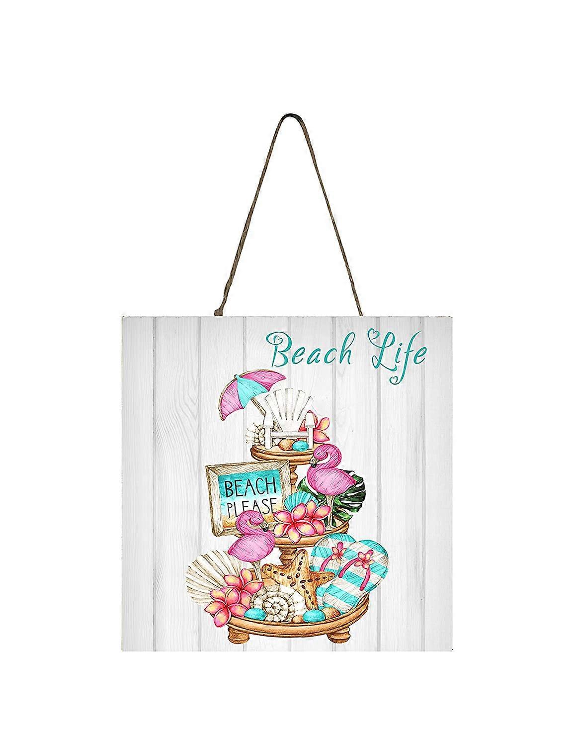 Tropical Beach Please Dřevěná mini cedule 5" x 5"