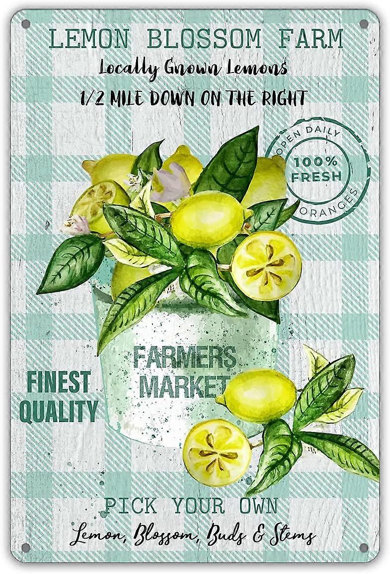 面白いレモンブロッサム地元産の金属錫看板壁の装飾レモンサイン家の装飾ギフト