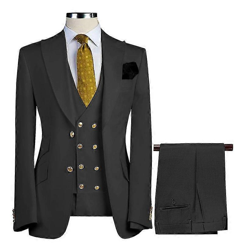 メンズスタイリッシュな3ピースドレススーツ、クラシックフィットウェディングフォーマルジャケットベストとパンツ