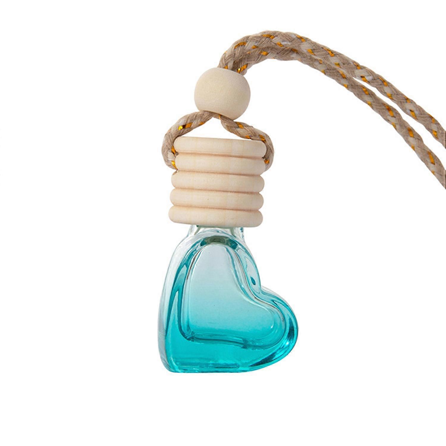 6ML Car Refillable Perfume Bottle Decoration Colorful Love Heart Shape Wood Lid Clear Glass