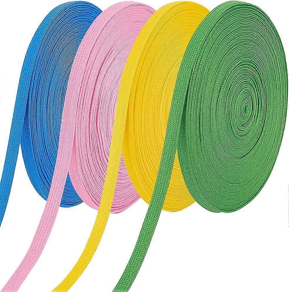 80 Yards Flat Drawstring Cord 4 Colors Drawstring Replacement Rope 3/8 Inch Polyester Hollow Ribbon for Garment Accessories Pants Shoelaces and Hoodie