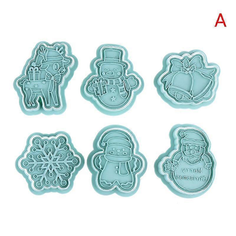 6Pcs/Set Embosser Mold 3D Christmas Tree Snowflake Pattern Cookie Cutter