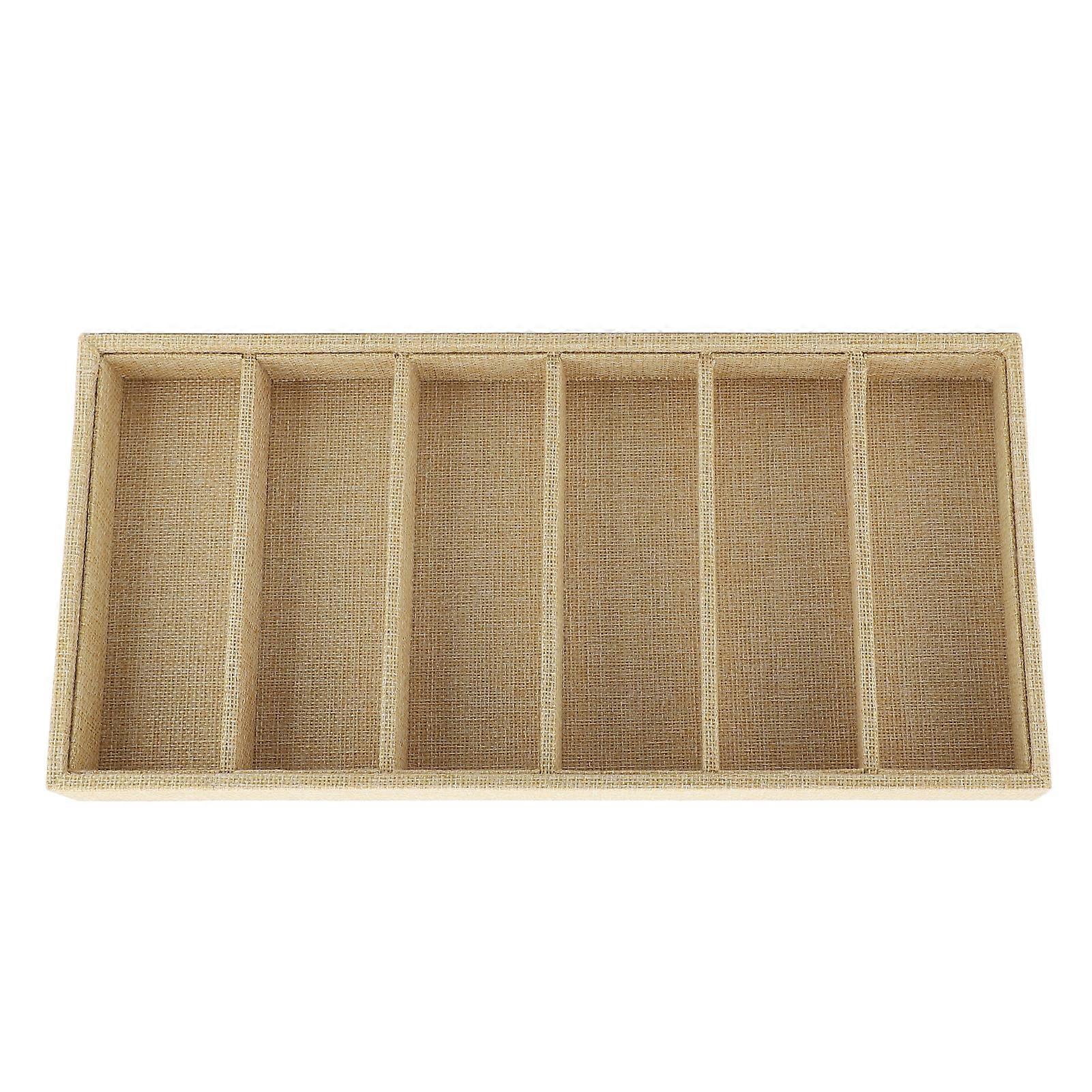Plateau de rangement multifonctionnel à 6 compartiments pour lunettes de soleil en lin jaune