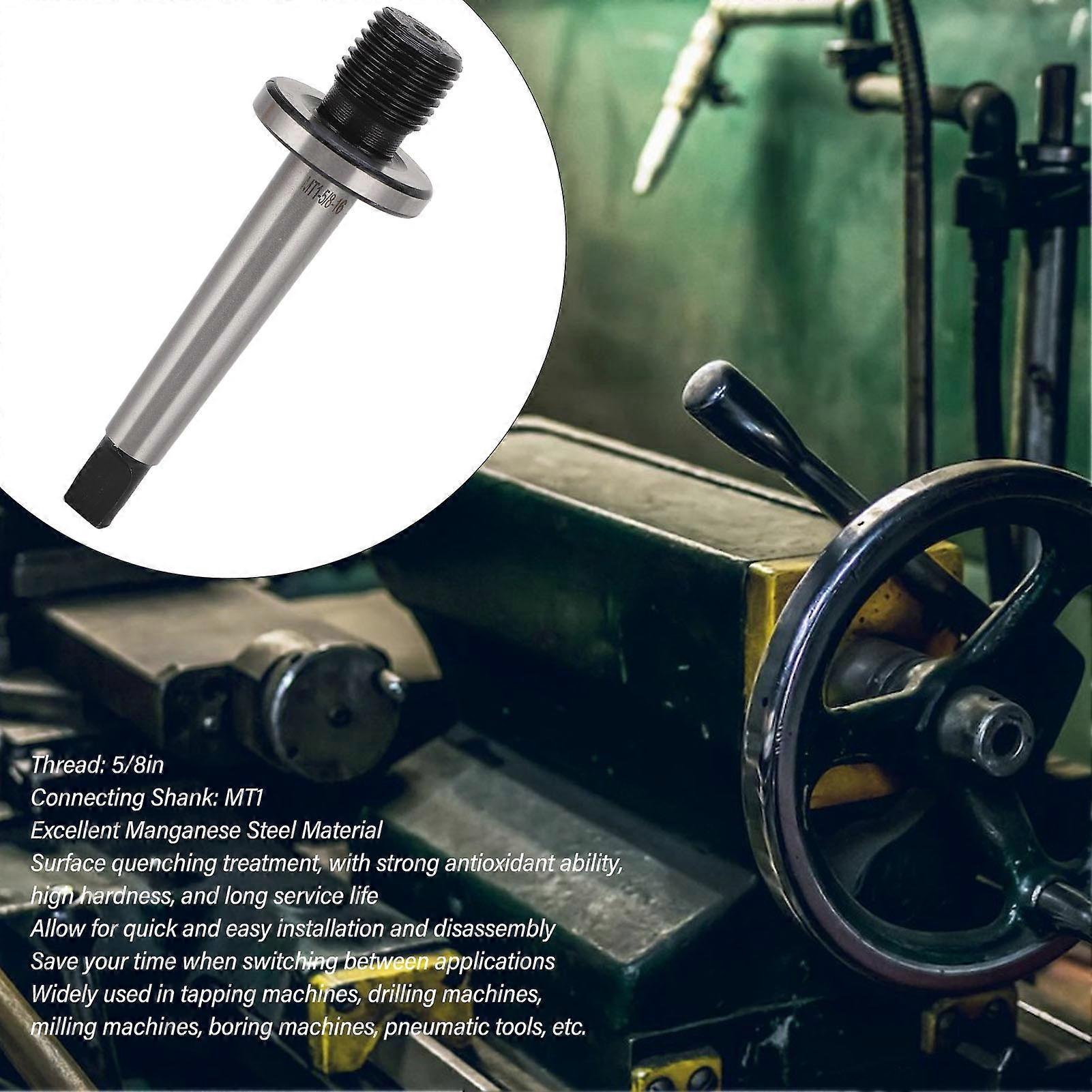 Lathe Drill Chuck Adapter MT1 Shank to 5/8" 16 Thread Manganese Steel