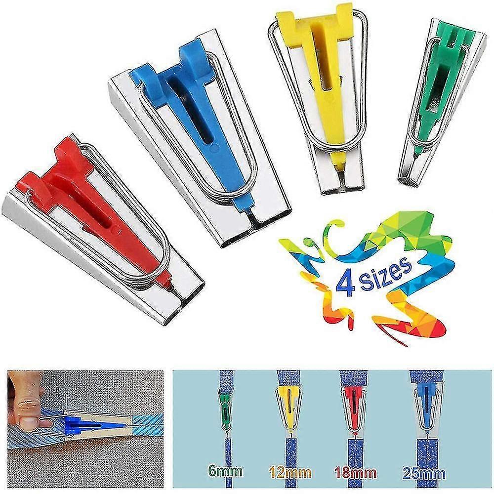 4件套偏置带制造器,用于熨烫偏置带6mm 12mm 18mm和25mm织物偏置带制造器不锈钢绗缝装订工具S